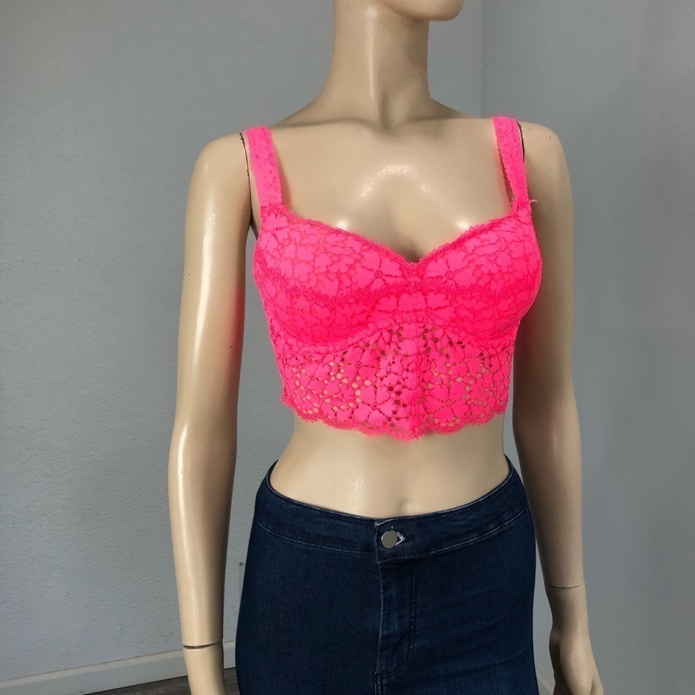 PINK Victoria’s Secret pink bra /top lace racerback size:S